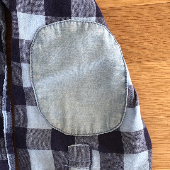SPLENDID kids blue check shirt size 10 with pockets button down elbow patches - Picture 8 of 16